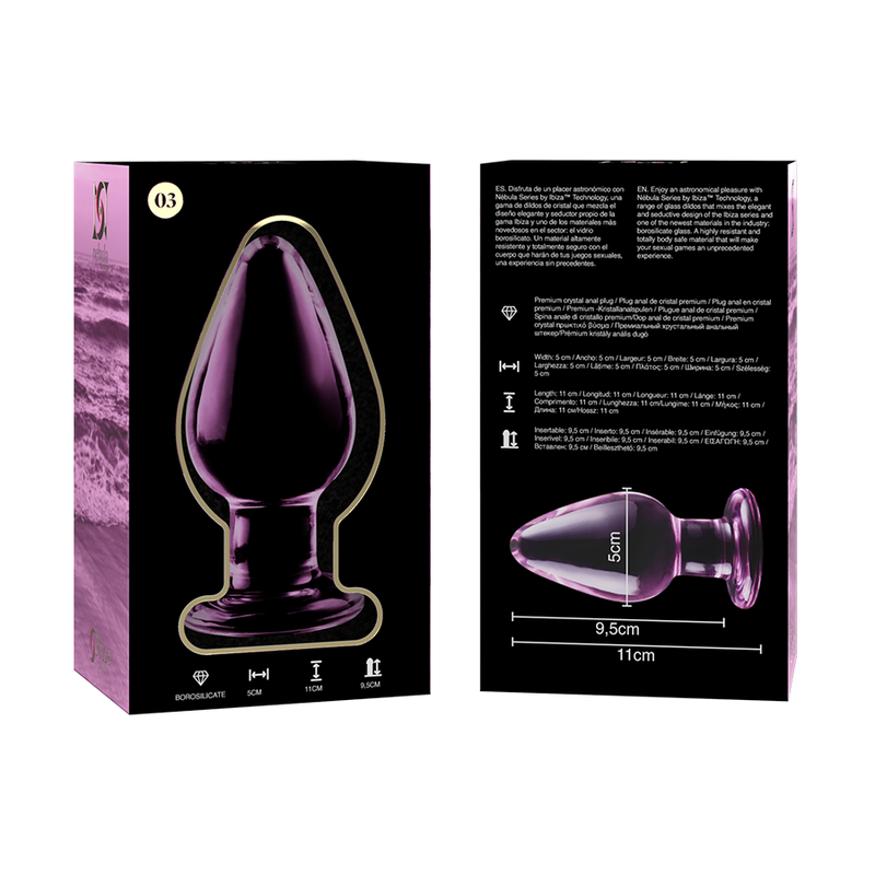 Nebula Series By Ibiza - Model 3 Borosilicate Glass Anal Plug Pink 11 cm - Ø 5 cm