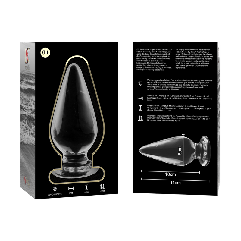 Nebula Series By Ibiza - Model 4 Borosilicate Glass Anal Plug Clear 11 cm -Ø- 5 cm