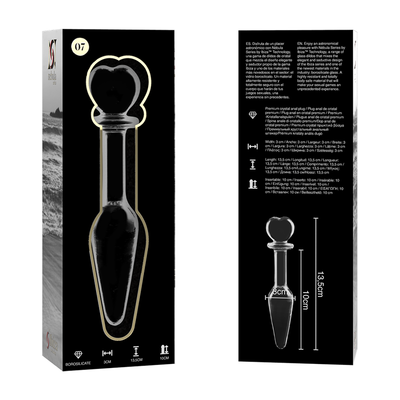 Nebula Series by Ibiza - Model 7 Borosilicate Glass Anal Plug Clear 13.5 cm -Ø- 3 cm