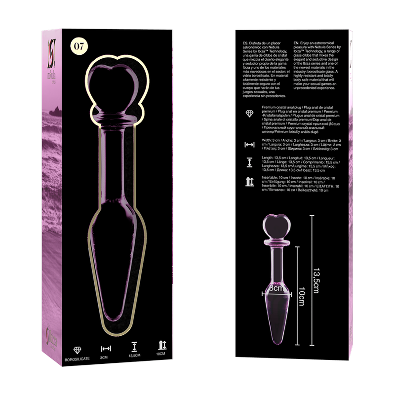 Nebula Series By Ibiza - Model 7 Borosilicate Glass Anal Plug Pink 13.5 cm -O- 3 cm