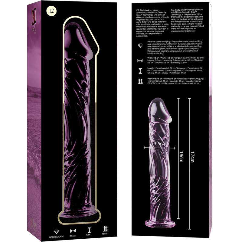 Nebula Series By Ibiza - Modell 12 Dildo Borosilikatglas Rosa 17 Cm -O- 3.5 Cm