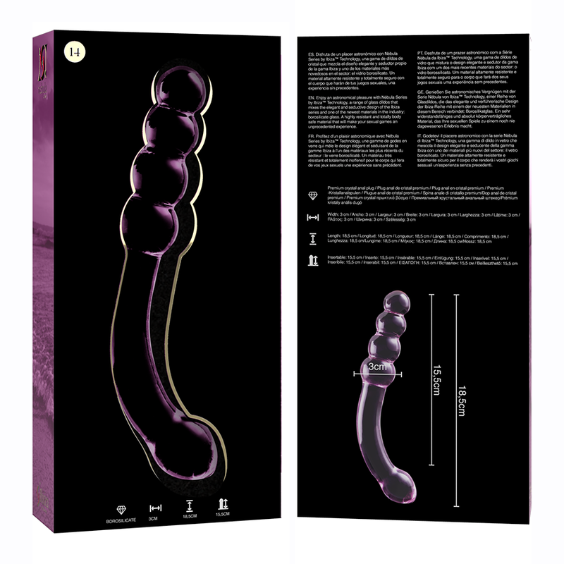 Nebula Series By Ibiza - Modell 14 Dildo Borosilikatglas Rosa 18.5 Cm -O- 3 Cm