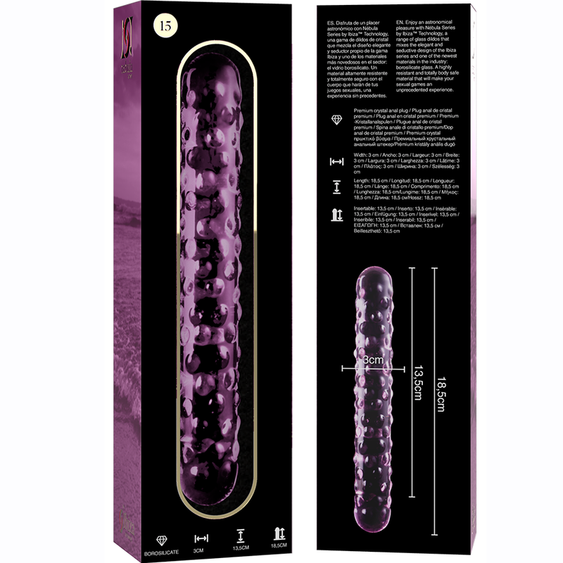 Nebula Series By Ibiza - Modell 15 Dildo Borosilikatglas Rosa 18.5 Cm -O- 3 Cm