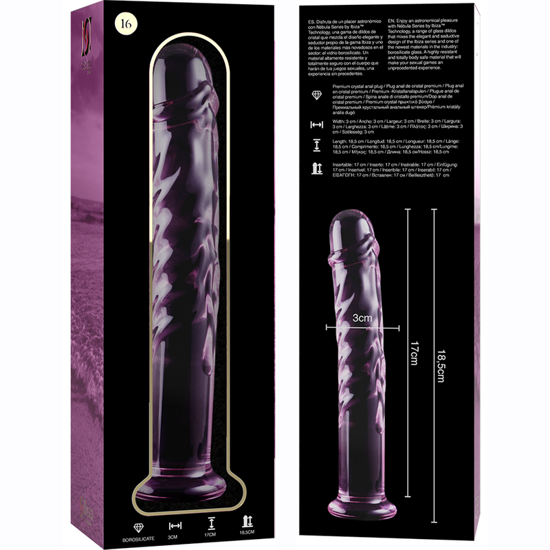 Nebula Series By Ibiza - Modell 16 Dildo Borosilikatglas Rosa 18.5 Cm -O- 3 Cm