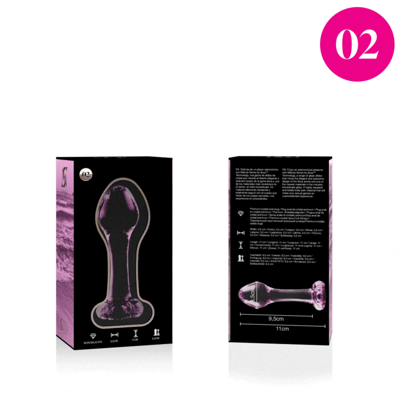 NEBULA SERIES BY IBIZA - MODELL 2 ANALPLUG BOROSILIKATGLAS ROSA 11 CM -O- 3.5 CM