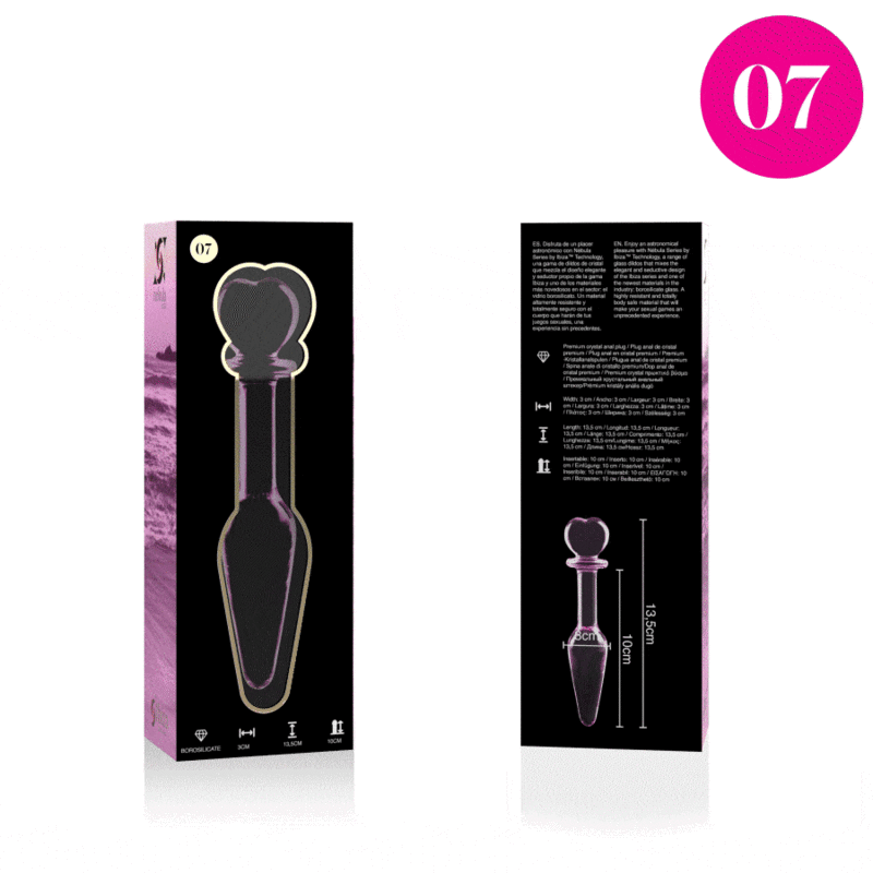 Nebula Series By Ibiza - Model 7 Borosilicate Glass Anal Plug Pink 13.5 cm -O- 3 cm