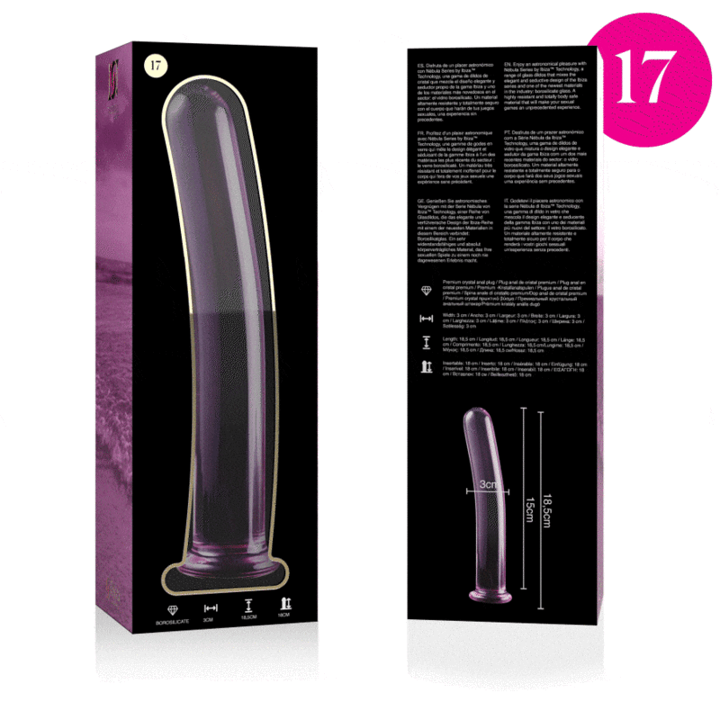 Nebula Series By Ibiza - Modell 17 Dildo Borosilikatglas Rosa 18.5 Cm -O- 3 Cm