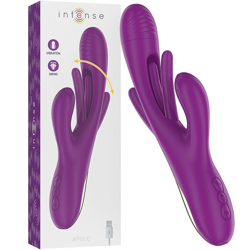 Intense - Apolo Rechargeable Multi-Function Vibrator 7 Vibrations With Purple Oscillating Tongue