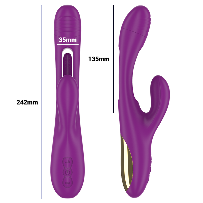 Intense - Apolo Rechargeable Multi-Function Vibrator 7 Vibrations With Purple Oscillating Tongue