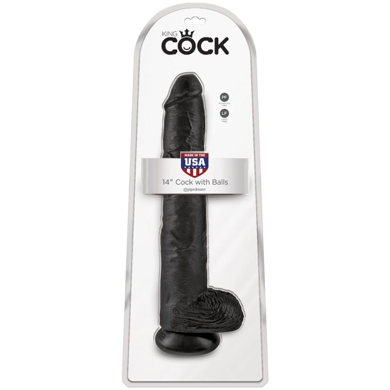 King Cock - Realistic Penis with Balls 12 Inches Black