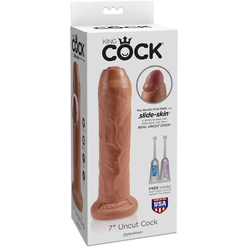 King Cock - Uncut Realistic Penis 7" Caramel