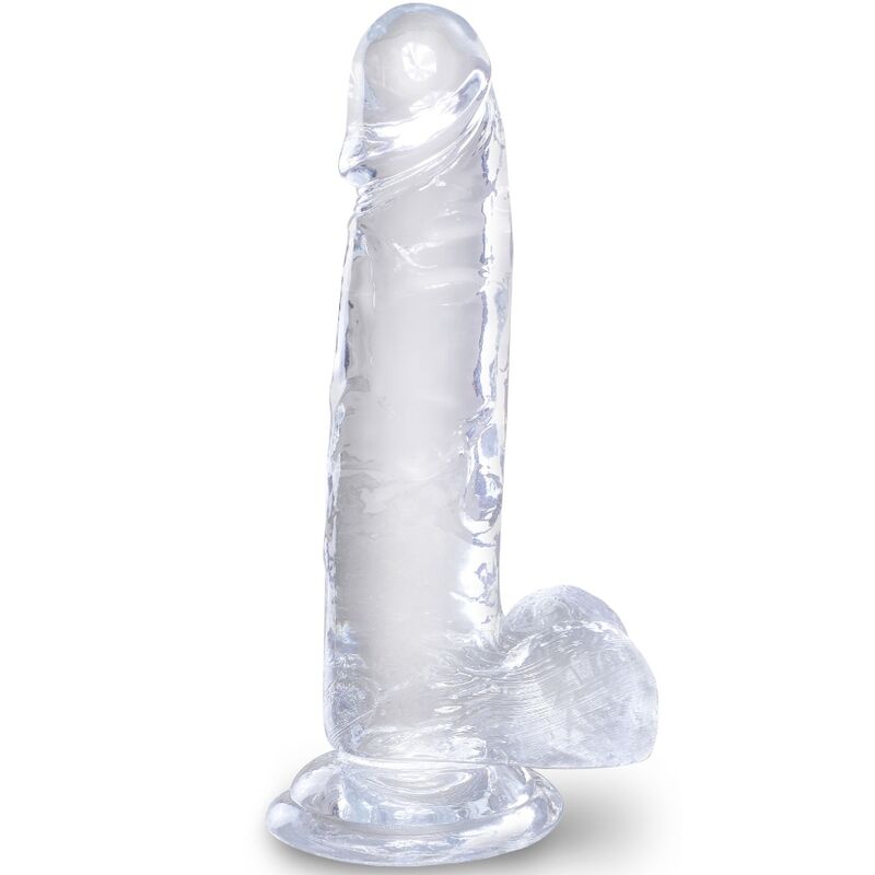 King Cock - Clear Realistic Penis With Balls 15.2 cm Transparent