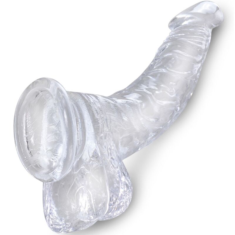 King Cock - Clear Realistic Curved Penis With 16.5 cm Transparent Balls