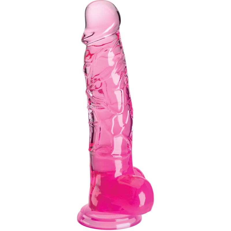King Cock - Clear Realistic Penis With Balls 16.5 cm Pink