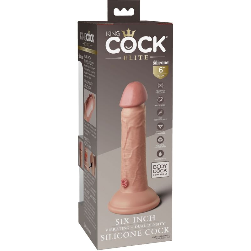 King Cock - Elite Realistic Vibrating Silicone Dildo 15.2 cm