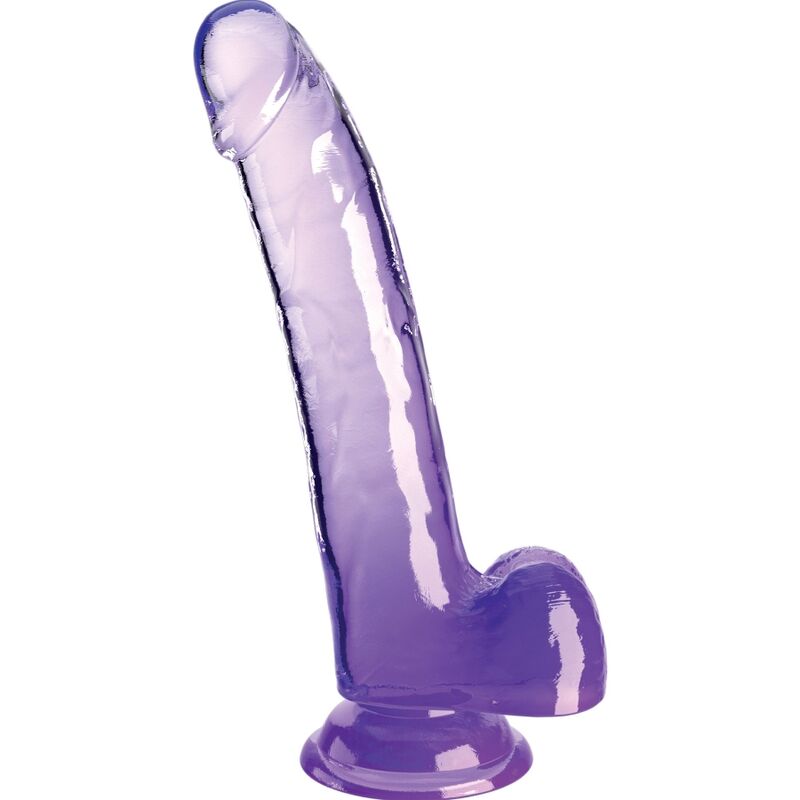 King Cock - Clear Dildo with Balls 20.3 cm Purple