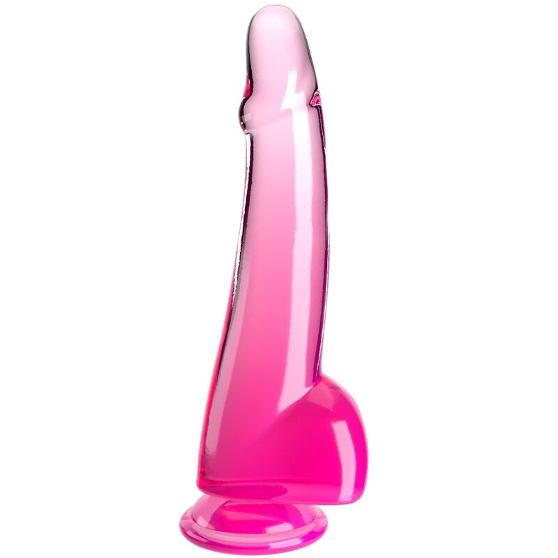 King Cock - Clear Dildo with Balls 19 cm Pink
