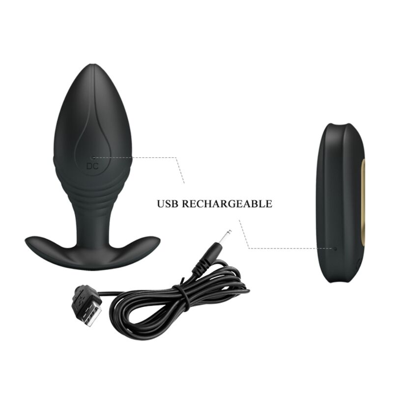 Pretty Love - Regina Anal Plug Wiederaufladbarer Vibrator Schwarz