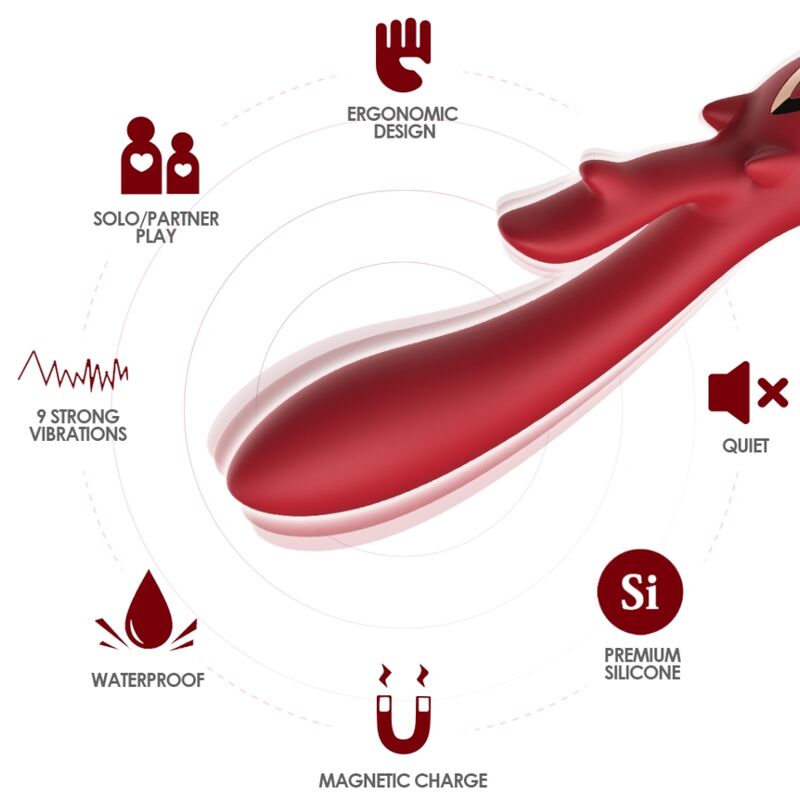 Armony - Elch Vibrator Kaninchen Gebogen Rot