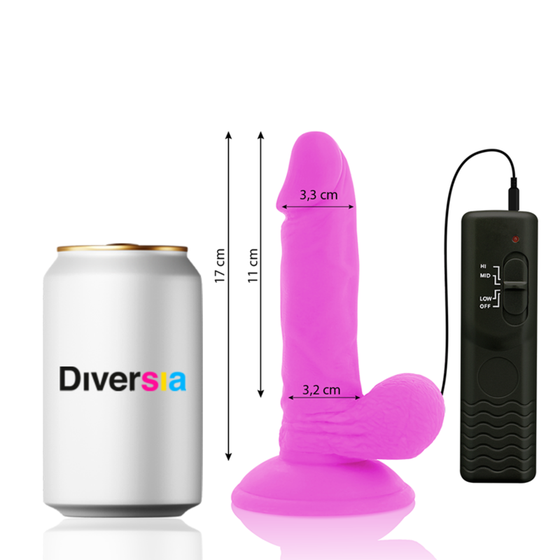 Diversia - Flexibler Vibrierender Dildo Lila 17 Cm -O- 3.3 Cm