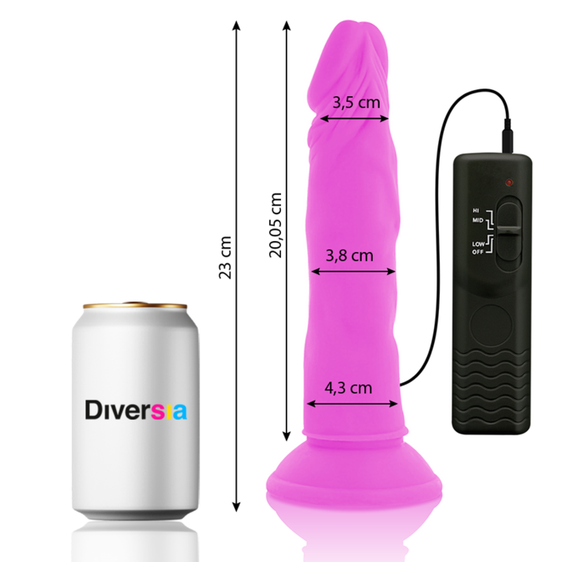 Diversia - Flexibler Vibrierender Dildo Lila 23 Cm -O- 4.3 Cm