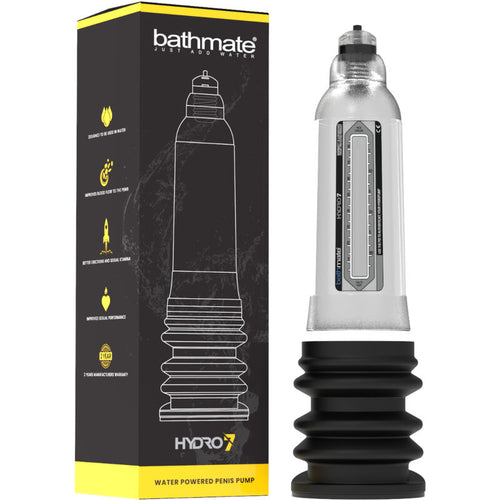 Hydro 7 Hercules von Bathmate: Klarer transparenter Penisverlängerungs- und -erweiterungszylinder aus Silikon.
