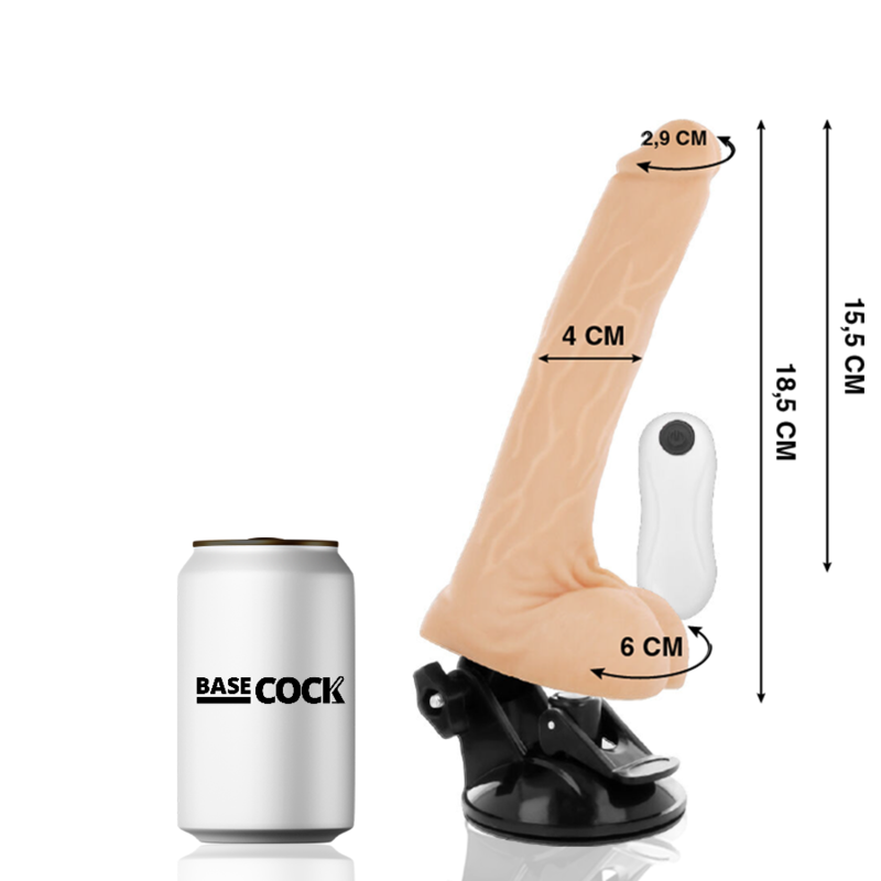 BASECOCK - ARTICULATED VIBRATOR NATURAL REMOTE CONTROL 18.5 CM -O- 4 CM