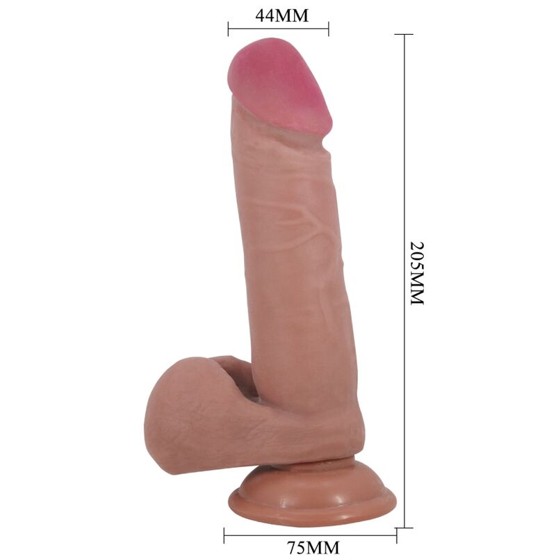 Pretty Love - Sliding Skin Series Realistic Dildo with Sliding Skin Suction Cup Flesh 20.5 cm