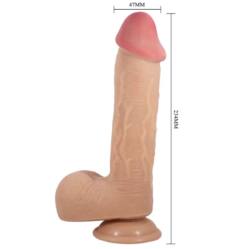 Pretty Love - Sliding Skin Series Realistic Dildo with Sliding Skin Suction Cup Flesh 23.4 cm