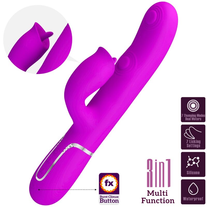 Pretty Love - Rabbit Vibrator with Licking Function Fuchsia
