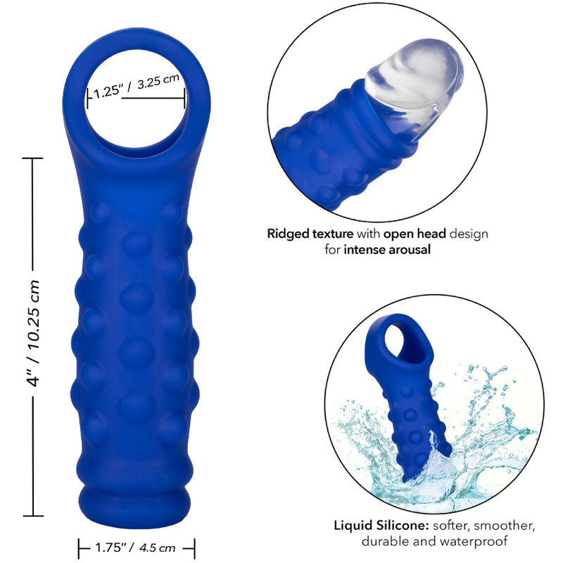 Calexotics - Admiral Penis Sleeve with Beads, Liquid Silicone Blue