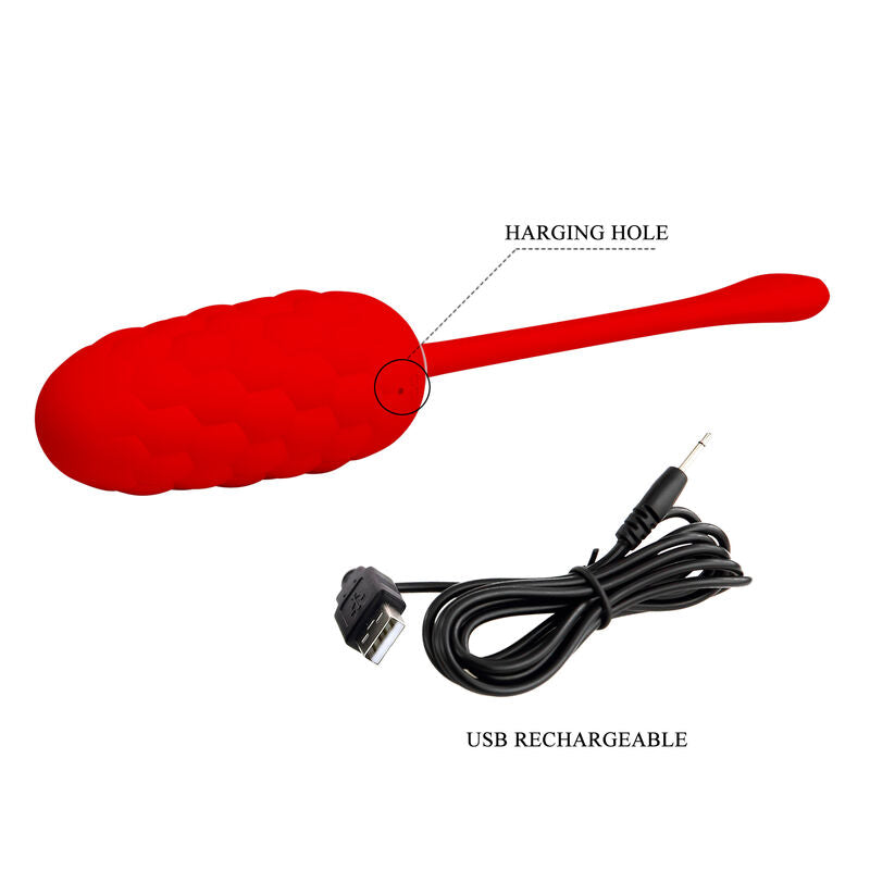 Pretty Love - Vibrierendes Ei Mit Roter Wiederaufladbarer Meerestextur