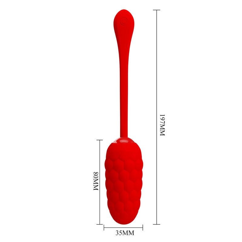 Pretty Love - Vibrierendes Ei Mit Roter Wiederaufladbarer Meerestextur