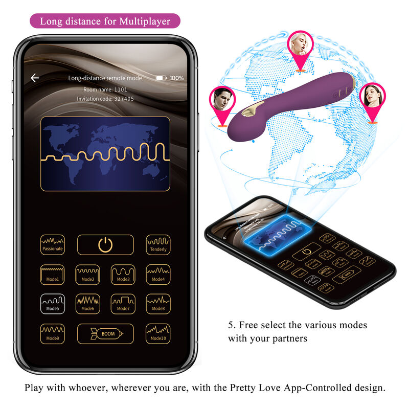 Pretty Love - Hector Electroshock Vibrator Per App-Steuerung Lila