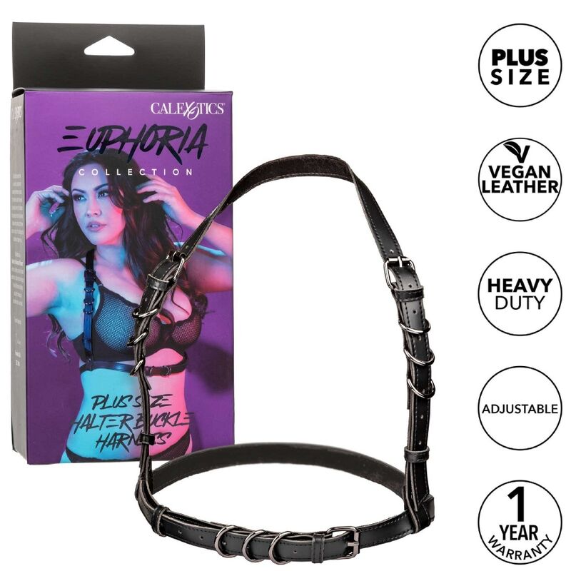 Calexotics - Euphoria Plus Size Halter Buckle Harness Black