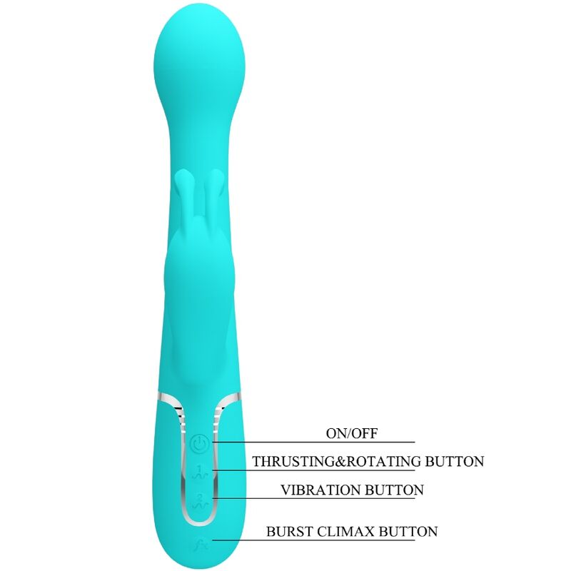 Pretty Love - Dejon Rabbit Vibrator 3-in-1 Multifunction Aqua Green