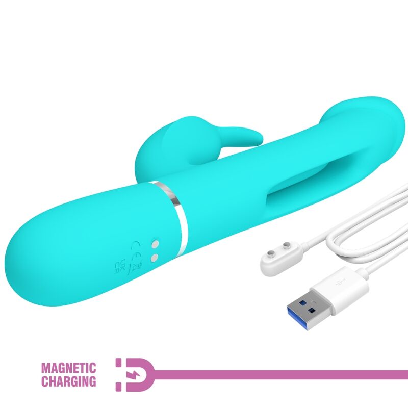 Pretty Love - Dejon Rabbit Vibrator 3-in-1 Multifunctional Aqua Green