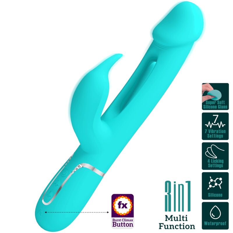 Pretty Love - Dejon Rabbit Vibrator 3-in-1 Multifunctional Aqua Green