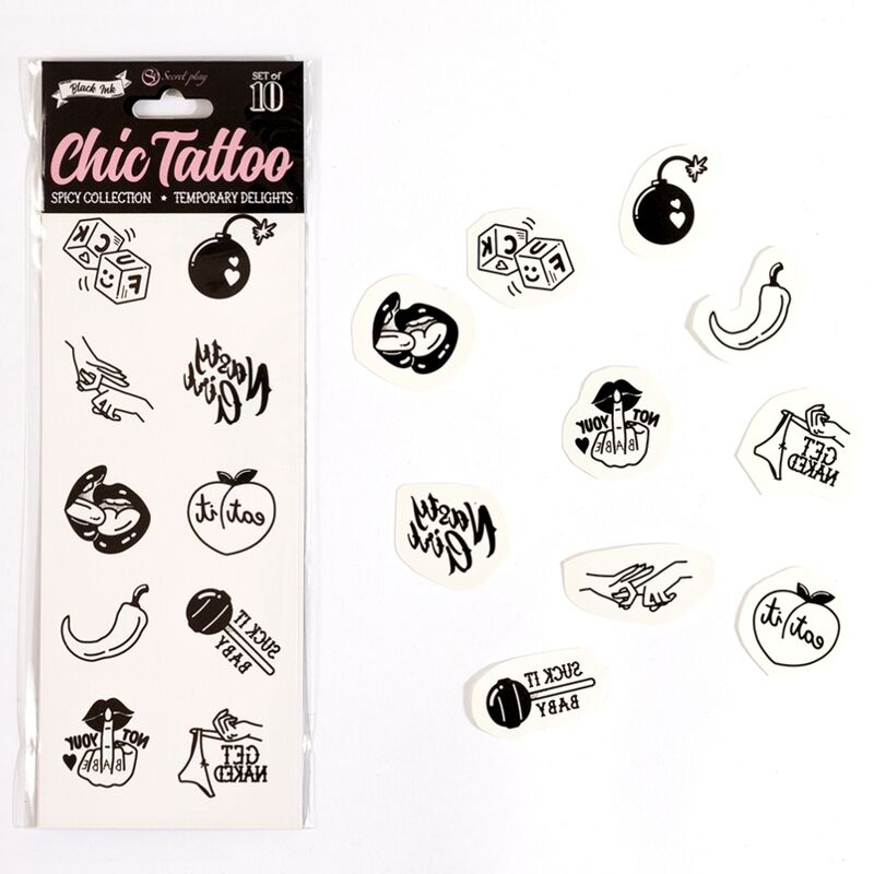 Secret Play - Set Mit 10 Temporren Tattoos Aus Der Spicy Collection