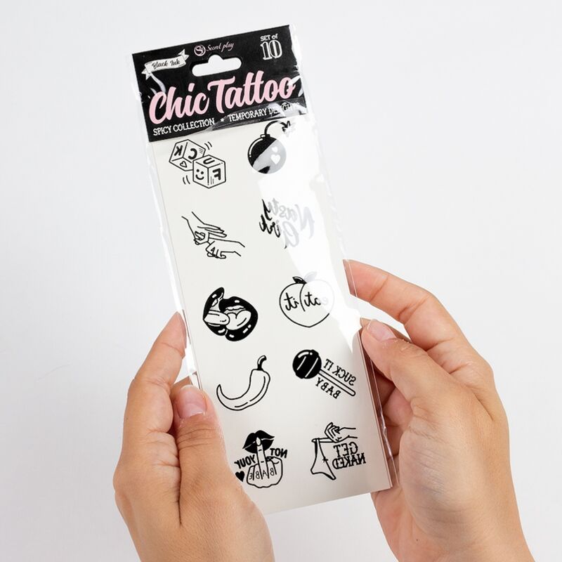 Secret Play - Set Mit 10 Temporren Tattoos Aus Der Spicy Collection