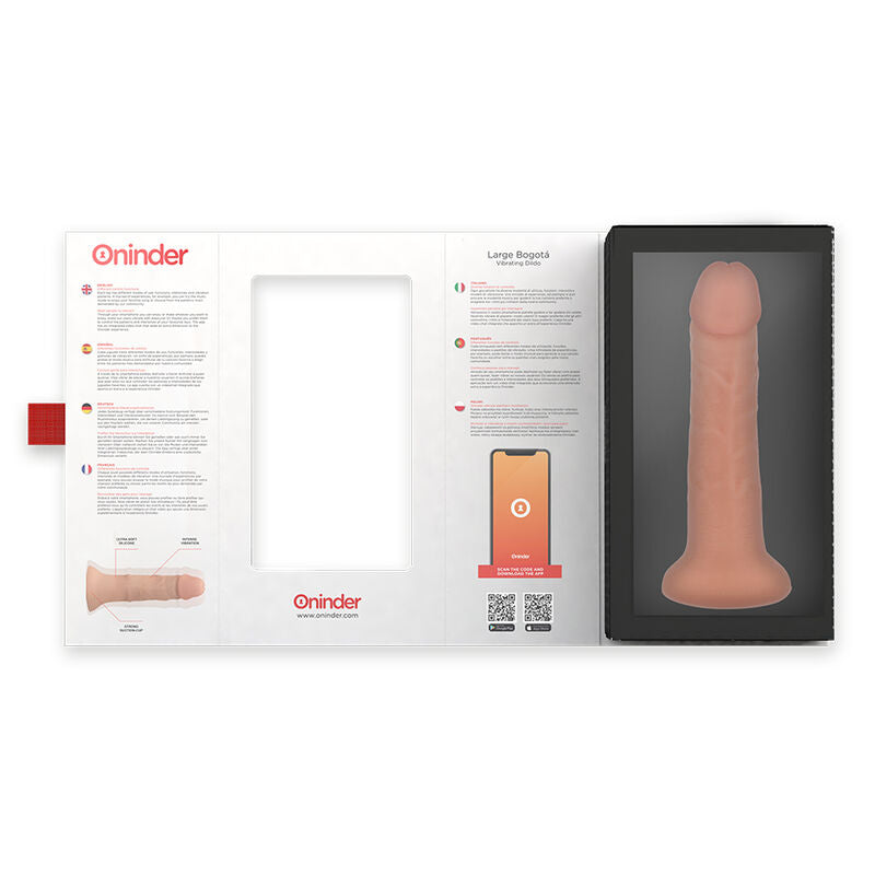 Oninder - Grosser Bogotá-Vibratordildo, 9 Geschwindigkeiten, Natürlich, 22 Cm -O- 4,5 Cm - Kostenlose App