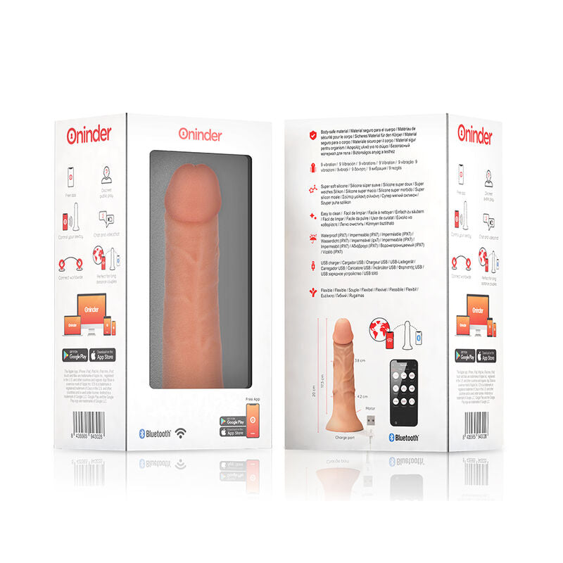 Oninder - Mittlerer Bogotá-Vibratordildo Mit 9 Geschwindigkeiten Natürlich 20 Cm -O- 4.2 Cm - Kostenlose App