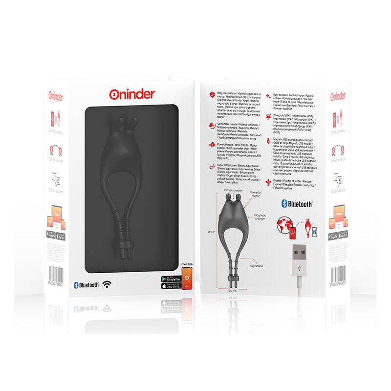 Oninder - Pampa Rechargeable Adjustable Vibrating Ring with Clitoral Stimulator 10 Speeds - Free App