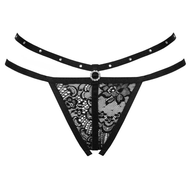 Livco Corsetti Fashion - Nomade Tanga Mit Schrittfreien Schwarz