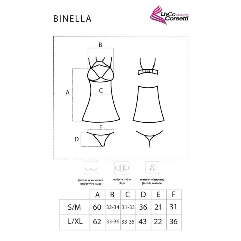Livco Corsetti Fashion - Binella Set Babydoll + Tanga Schwarz S/M