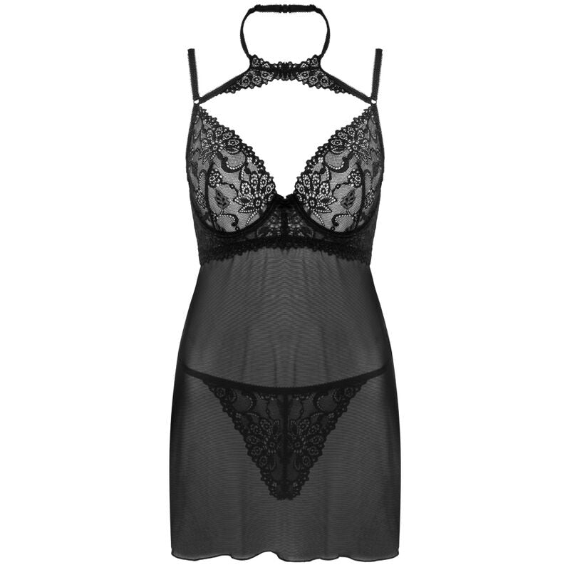 Livco Corsetti Fashion - Binella Set Babydoll + Tanga Schwarz S/M