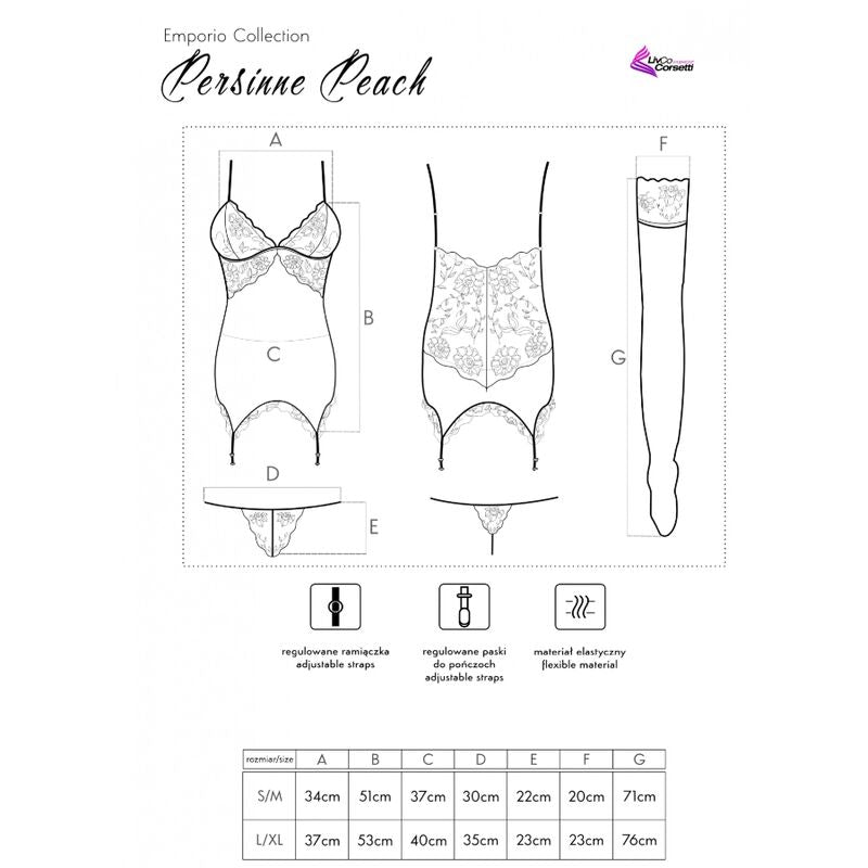 Livco Corsetti Fashion - Persinne Peach Set Korset + Hã–Schen + Strãœmpfe