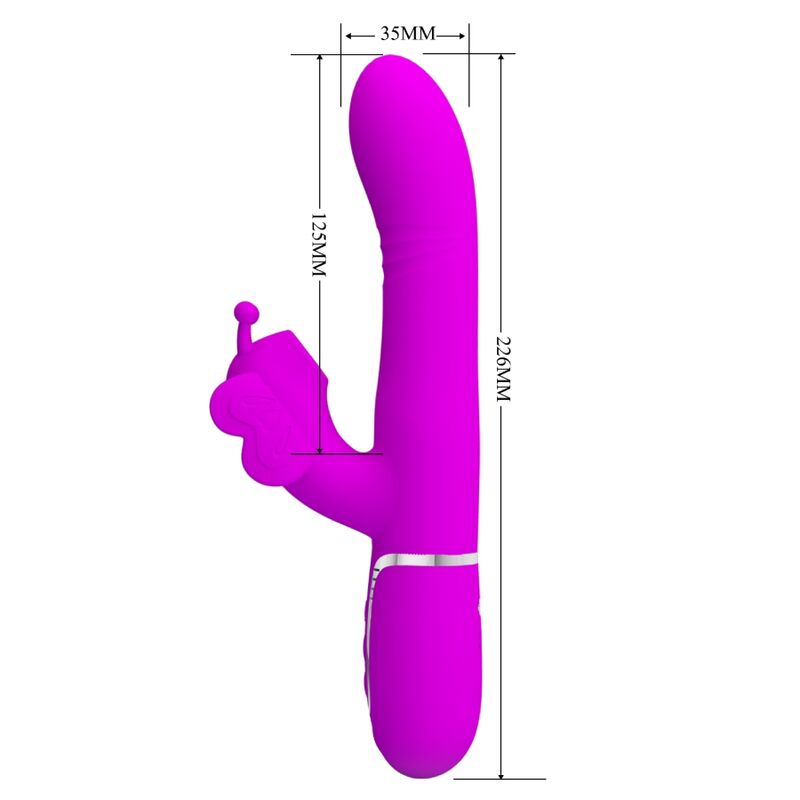 Pretty Love - Multifunktions-Kaninchenvibrator 4 In 1 Schmetterling Fuchsia