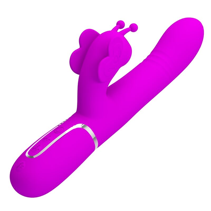 Pretty Love - Multifunktions-Kaninchenvibrator 4 In 1 Schmetterling Fuchsia