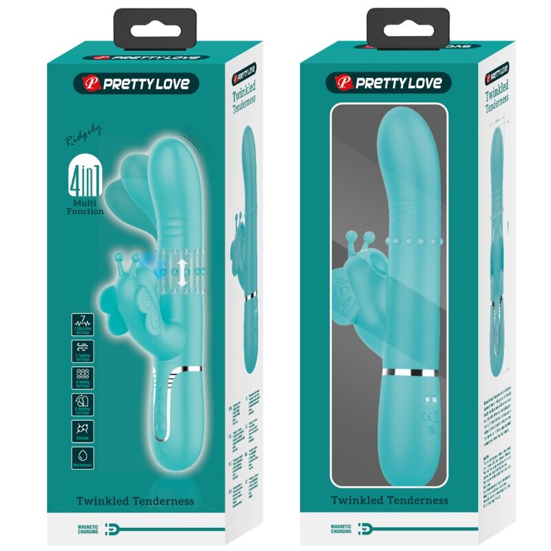 Pretty Love - Multifunktions-Kaninchenvibrator 4 In 1 Schmetterling Aquagrãœn